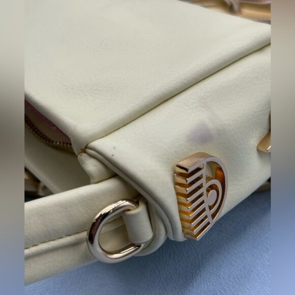 🆕 CHIARA FERRAGNI 🧿 NWOT Mini Eyelike Symbol Shoulder Bag, Pale Yellow - Picture 12 of 13